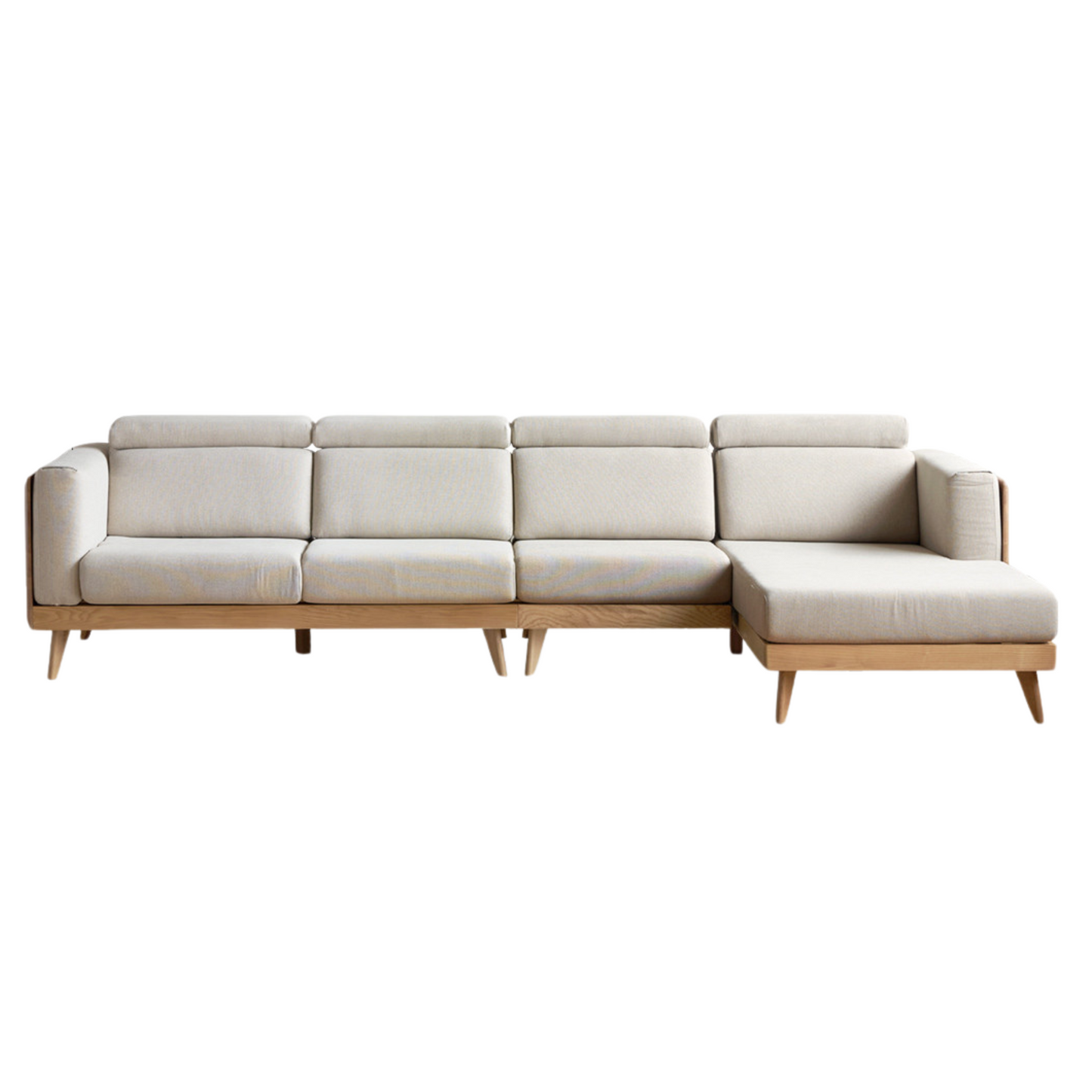 Oak, Ash Solid Wood Sofa with Adjustable Backrest
