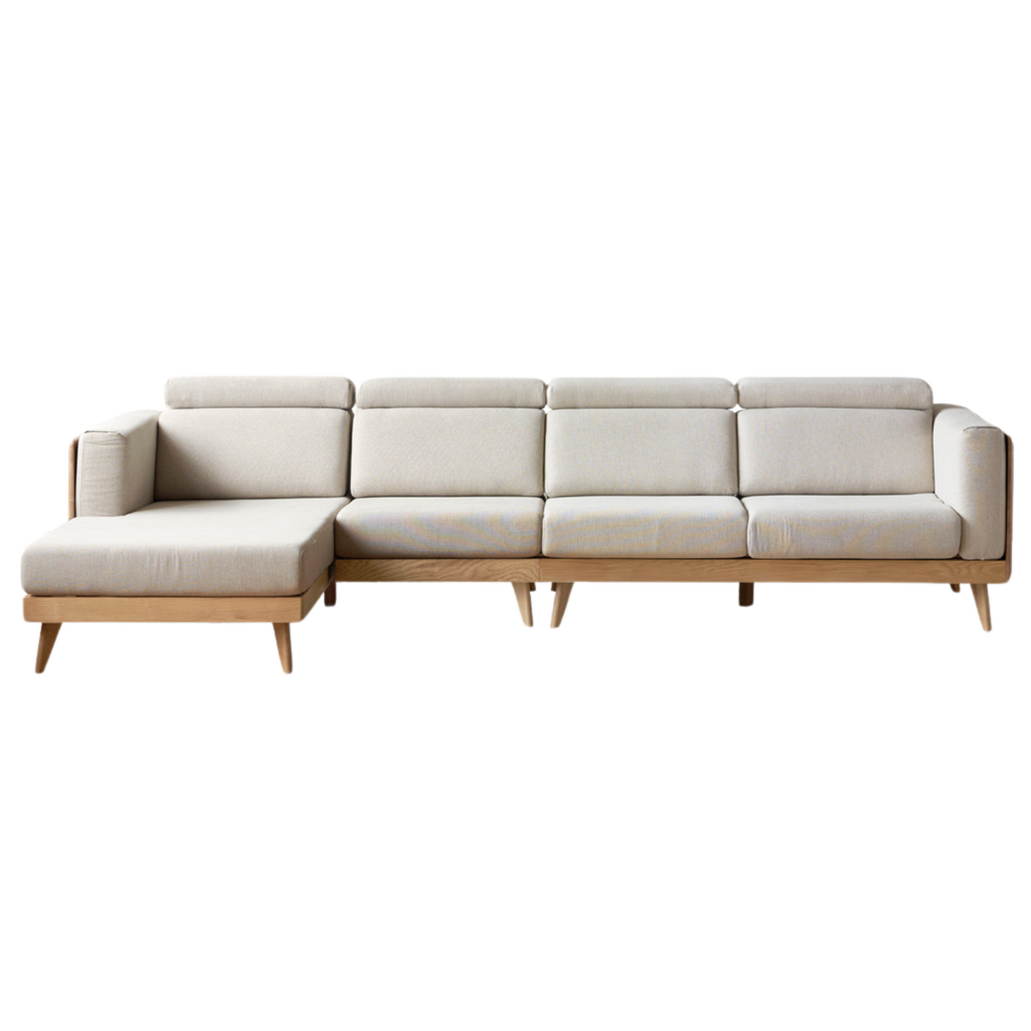 Oak, Ash Solid Wood Sofa with Adjustable Backrest
