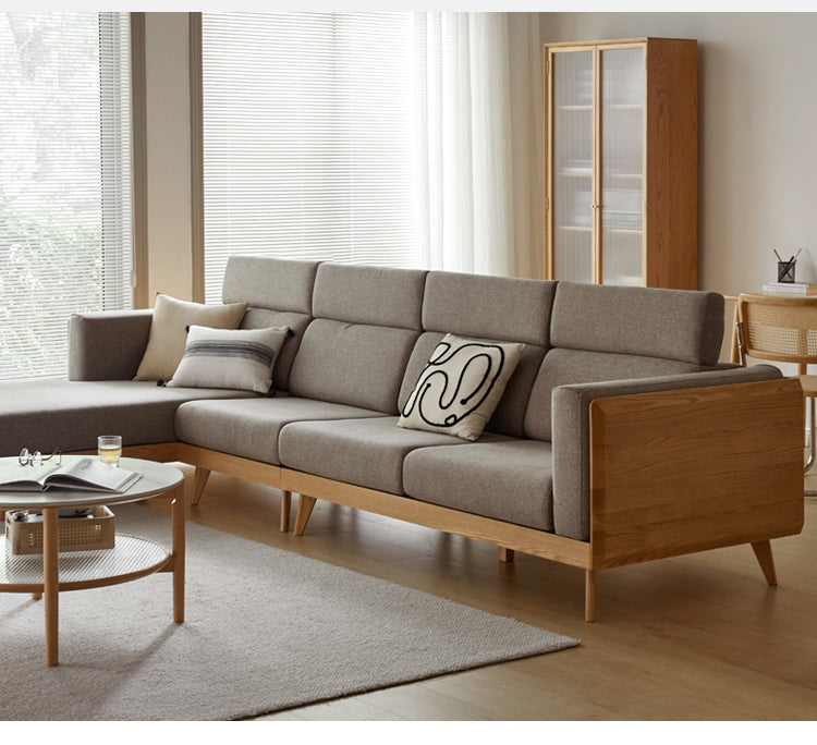 Oak, Ash Solid Wood Sofa with Adjustable Backrest