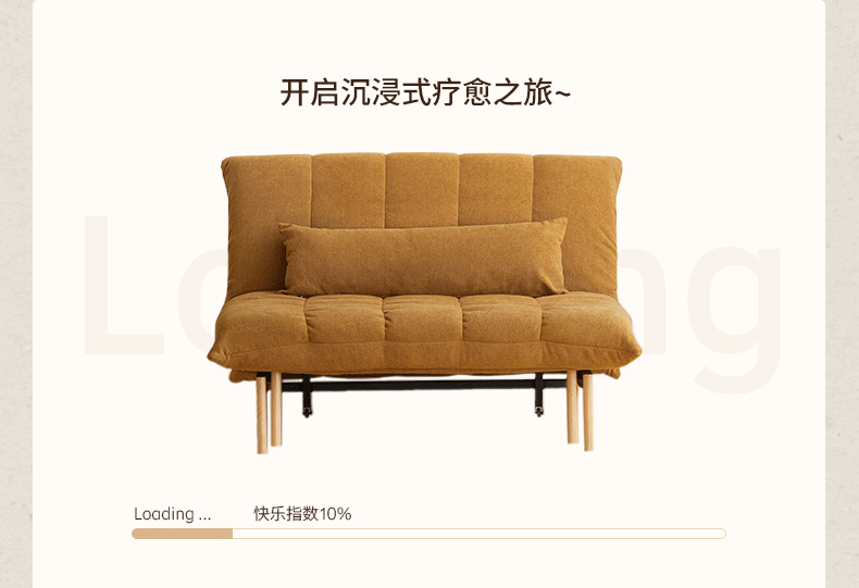 Retro Fabric Sofa Bed – Convertible Folding Sofa