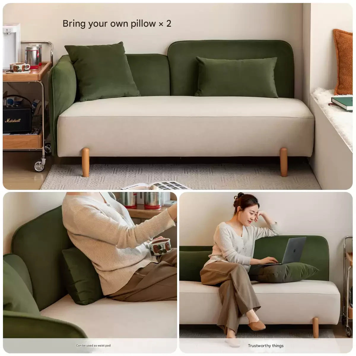 Two Tone Fabric Sofa with Scratch Resistant Upholster
