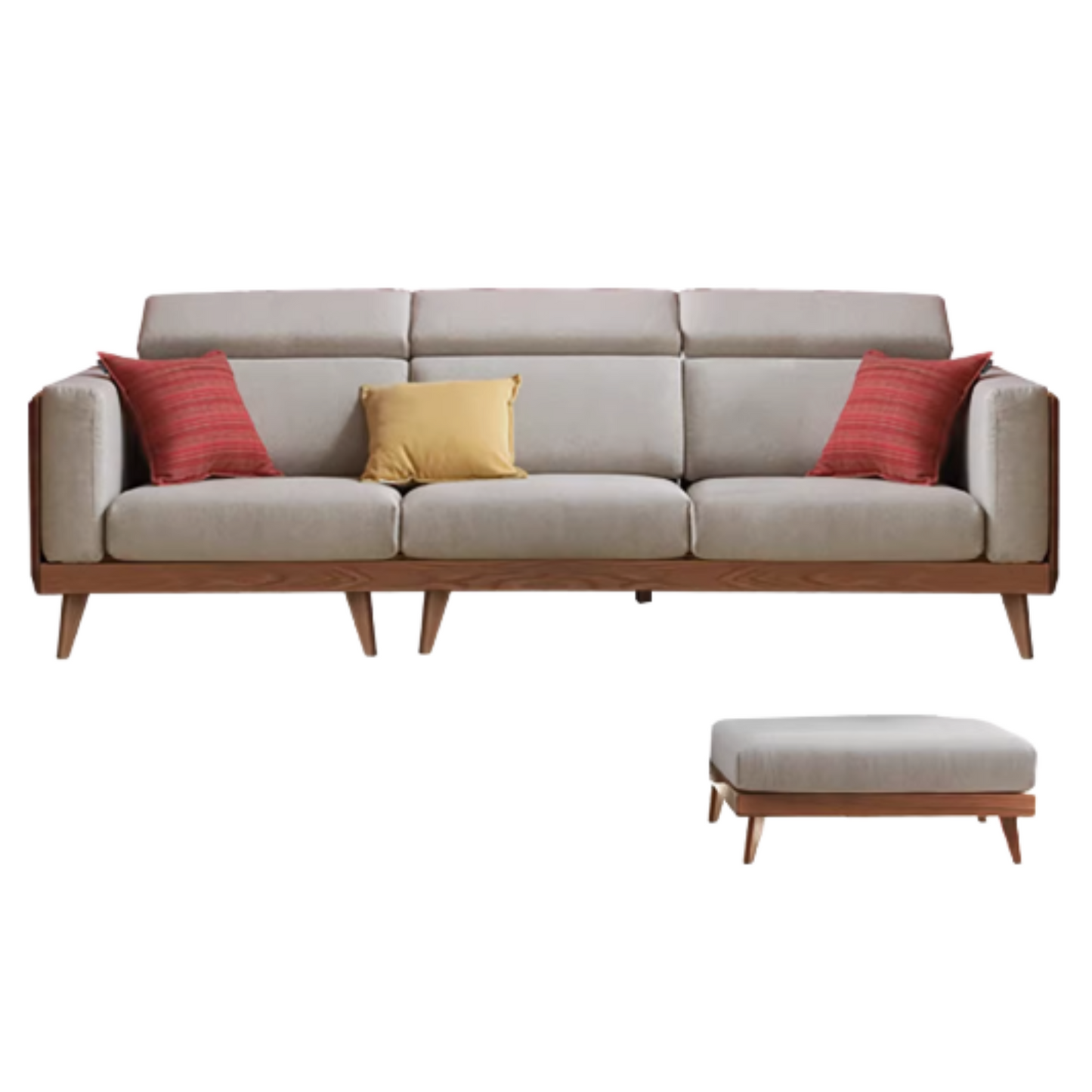 Oak, Ash Solid Wood Sofa with Adjustable Backrest
