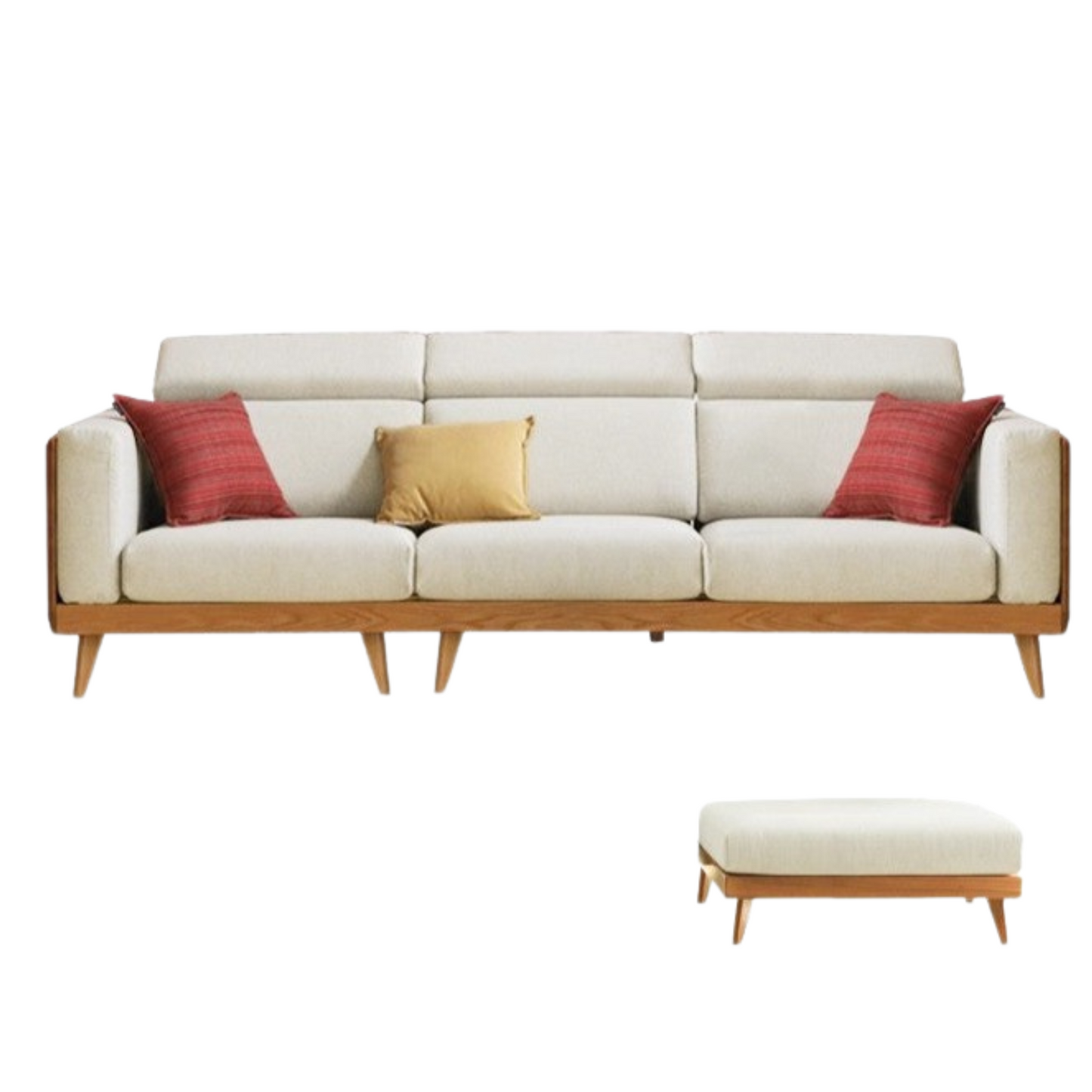 Oak, Ash Solid Wood Sofa with Adjustable Backrest