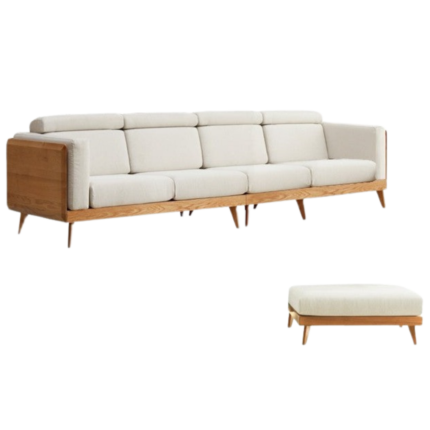 Oak, Ash Solid Wood Sofa with Adjustable Backrest