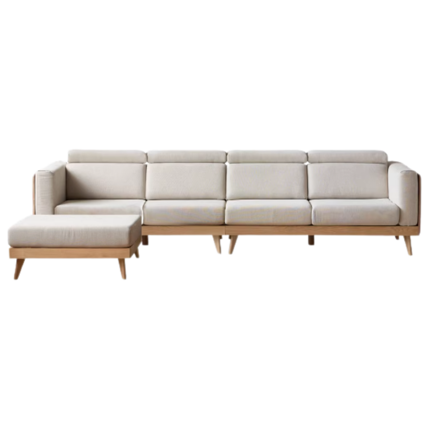 Oak, Ash Solid Wood Sofa with Adjustable Backrest