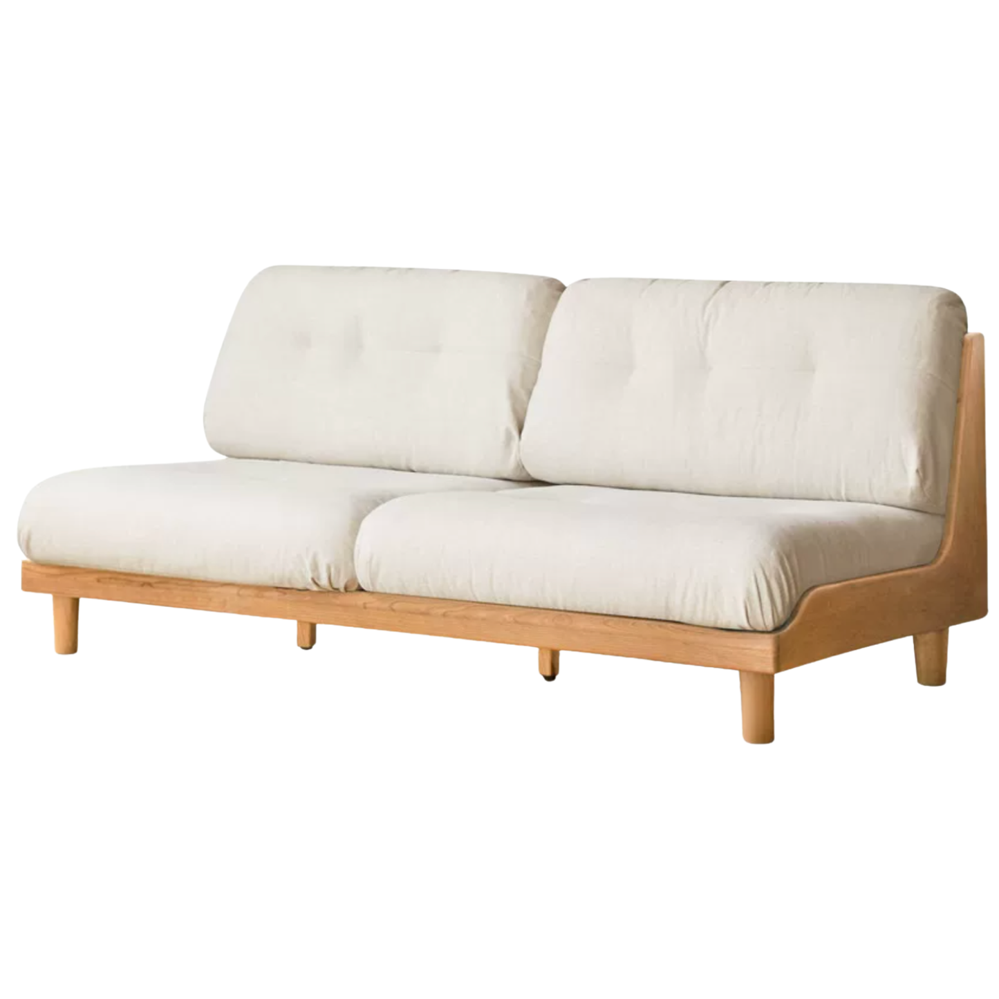 Oak, Ash Solid Wood  Fabric Sofa with Deep Seat, Soft Cushion Design