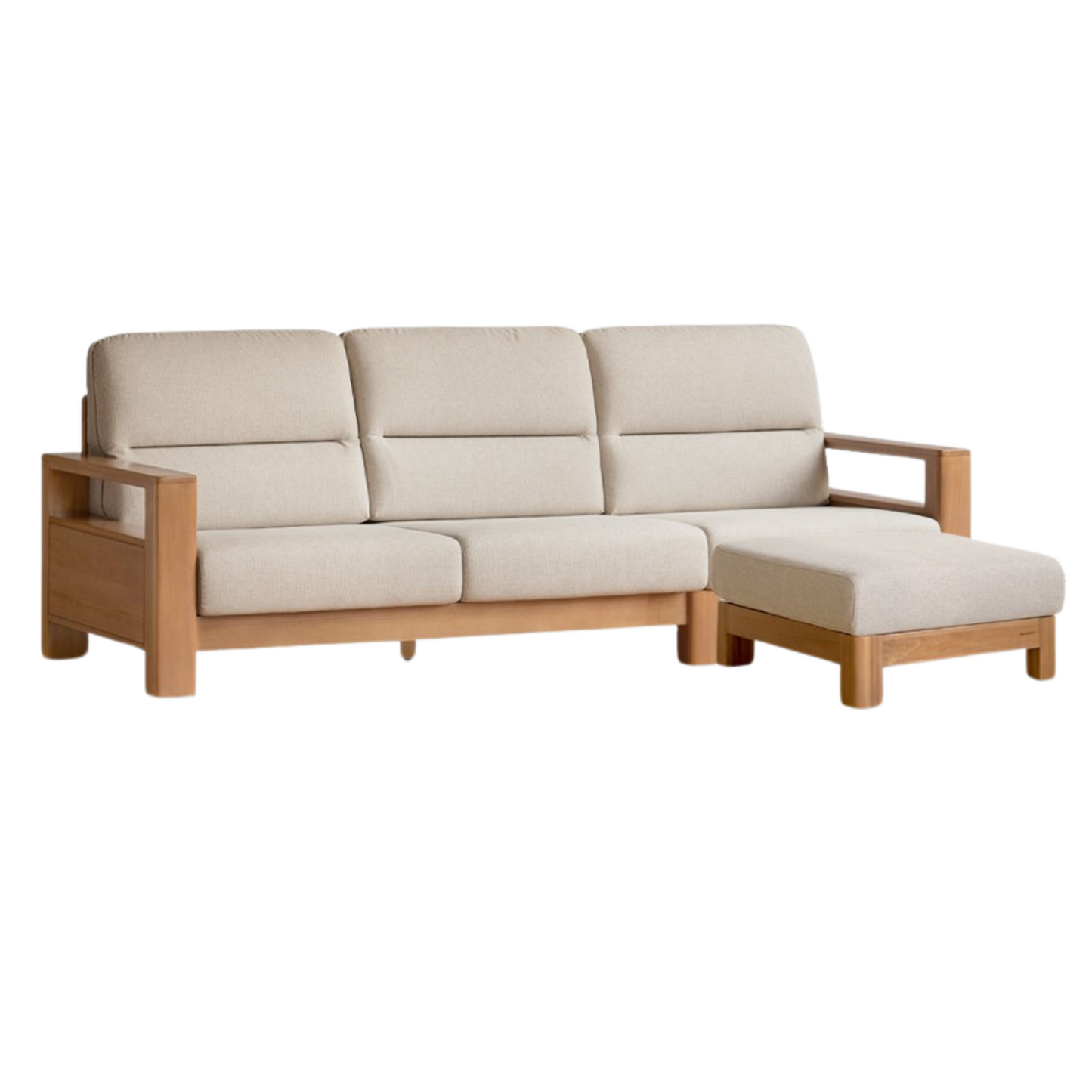 Poplar Solid Wood Sofa Modern Simple High Back Fabric Sofa