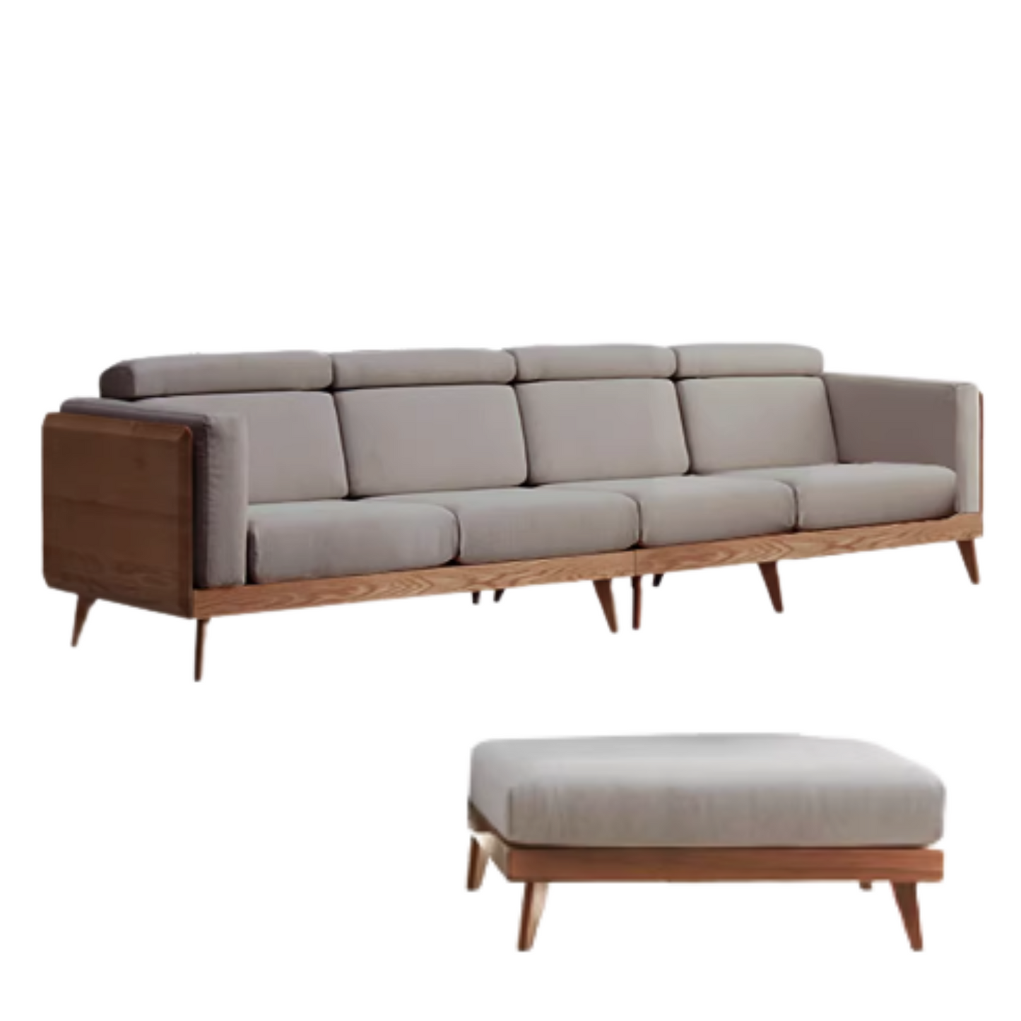 Oak, Ash Solid Wood Sofa with Adjustable Backrest