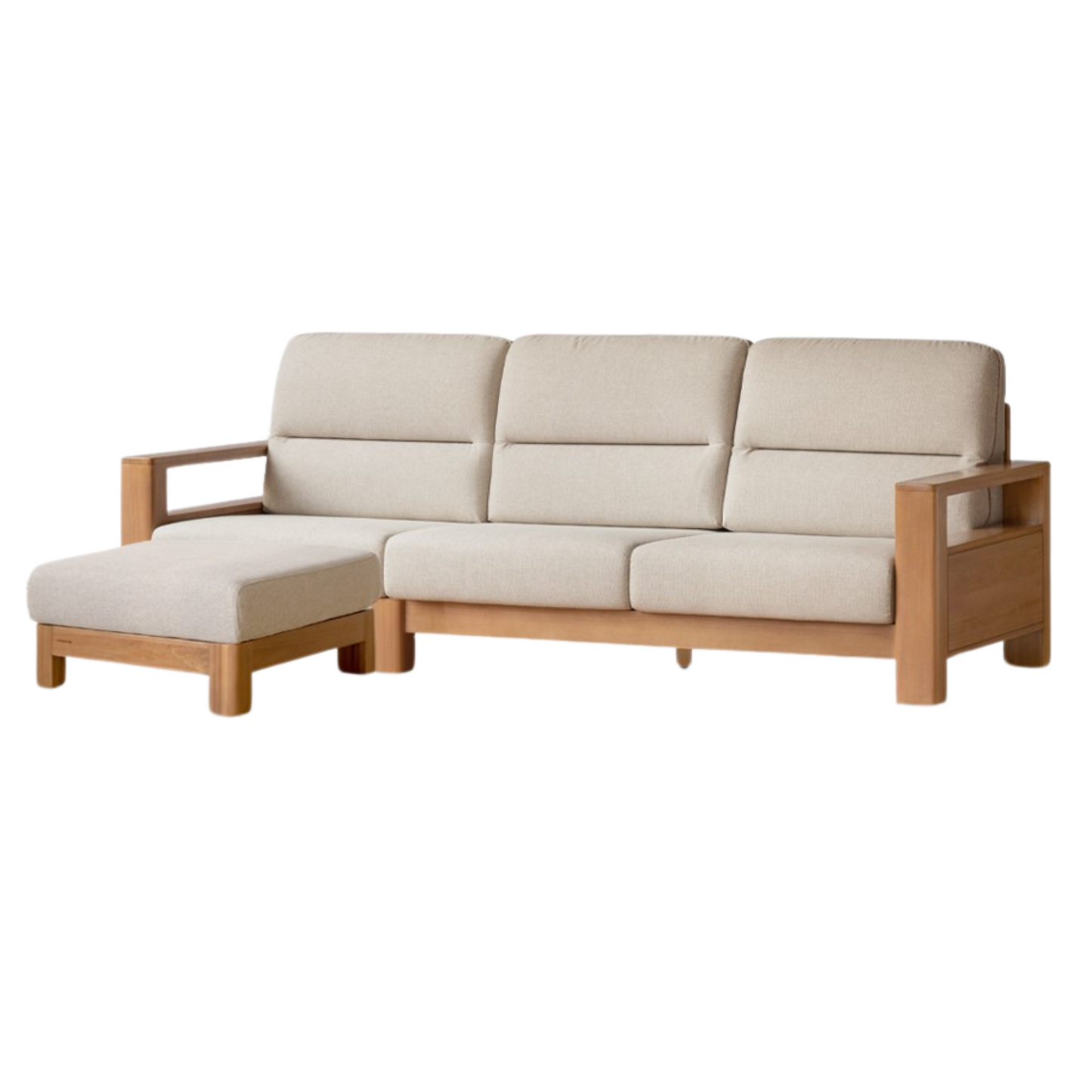 Poplar Solid Wood Sofa Modern Simple High Back Fabric Sofa