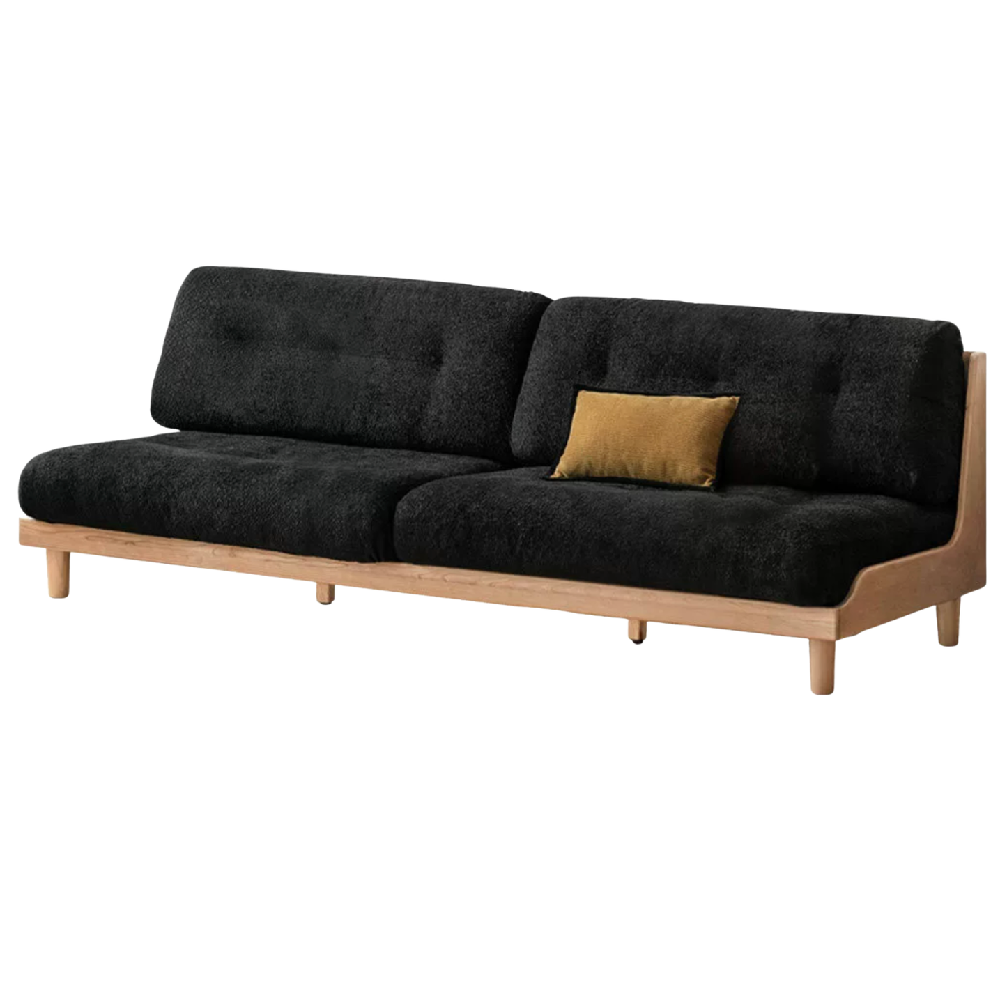 Oak, Ash Solid Wood  Fabric Sofa with Deep Seat, Soft Cushion Design