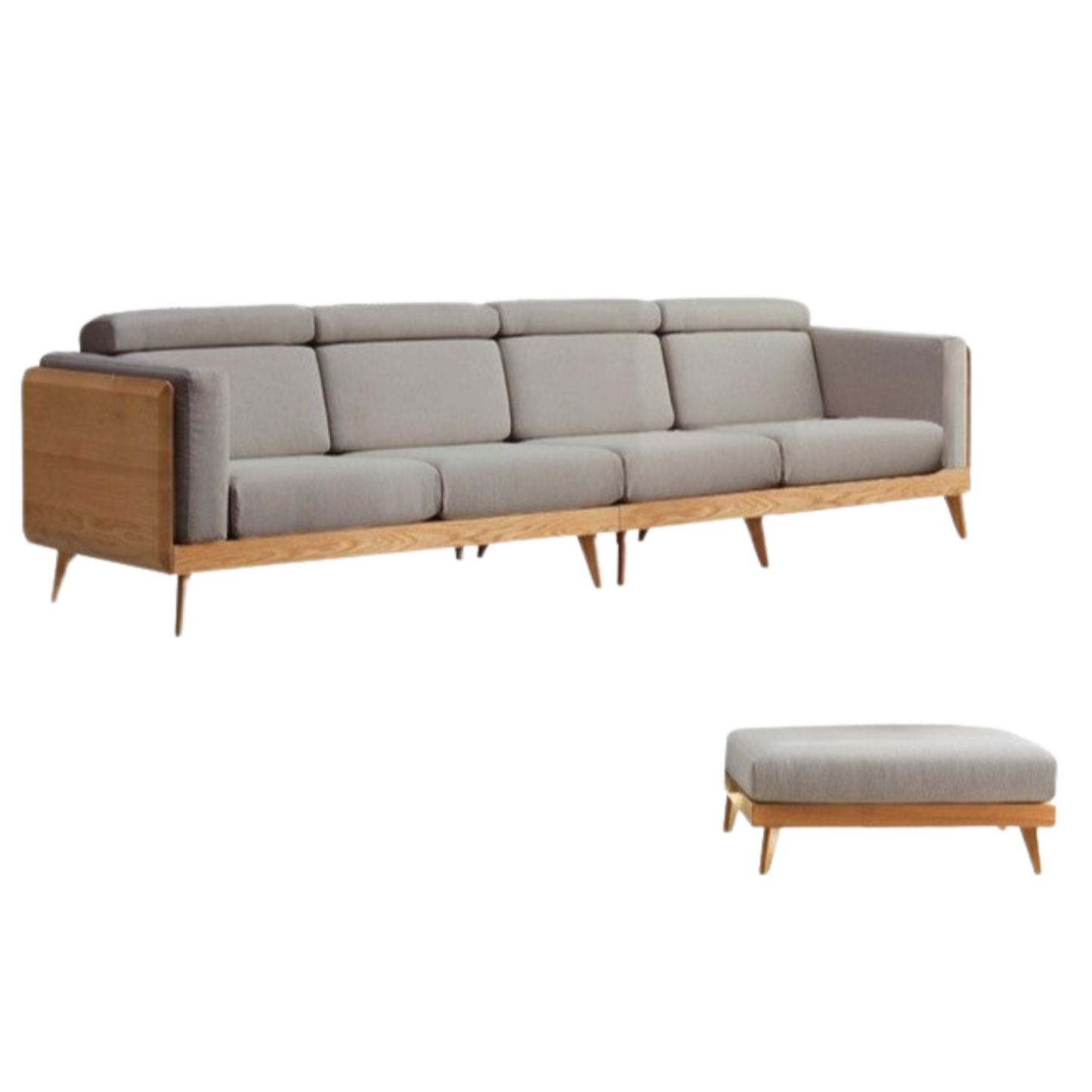 Oak, Ash Solid Wood Sofa with Adjustable Backrest