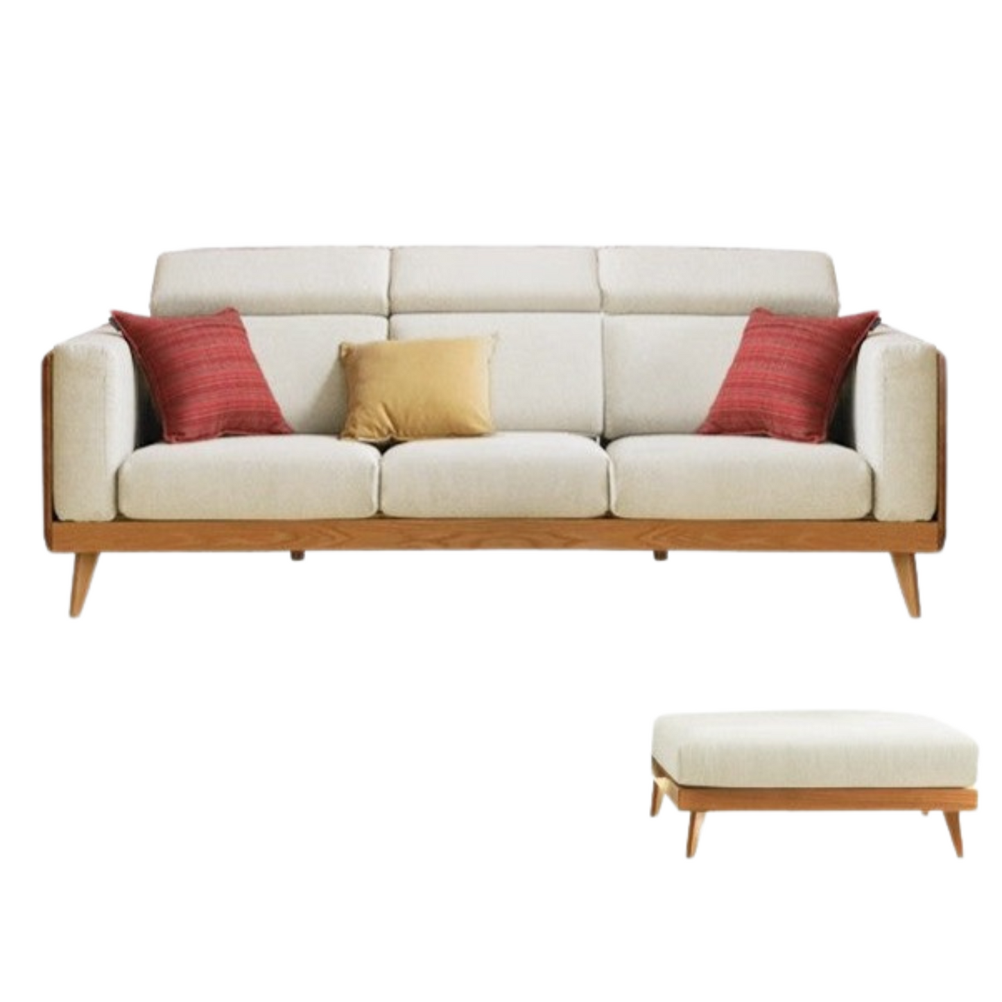 Oak, Ash Solid Wood Sofa with Adjustable Backrest