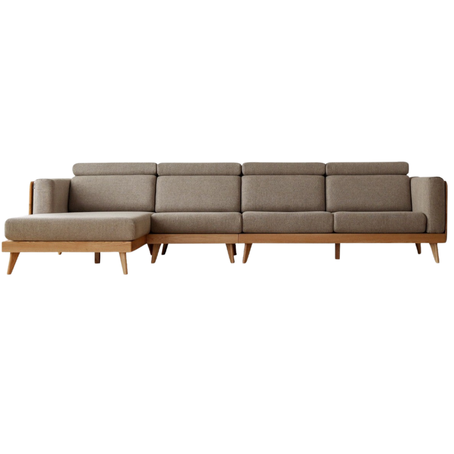 Oak, Ash Solid Wood Sofa with Adjustable Backrest