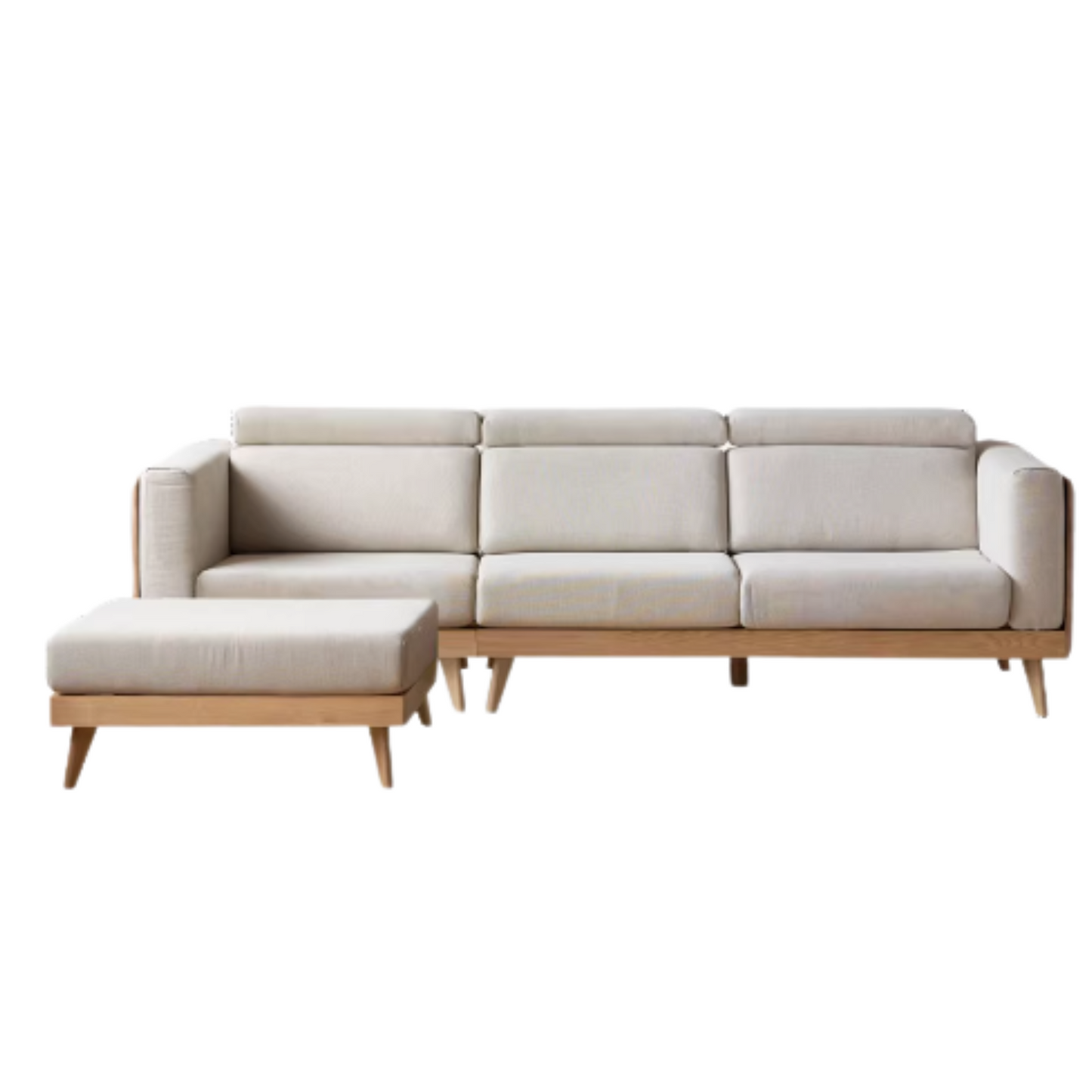 Oak, Ash Solid Wood Sofa with Adjustable Backrest