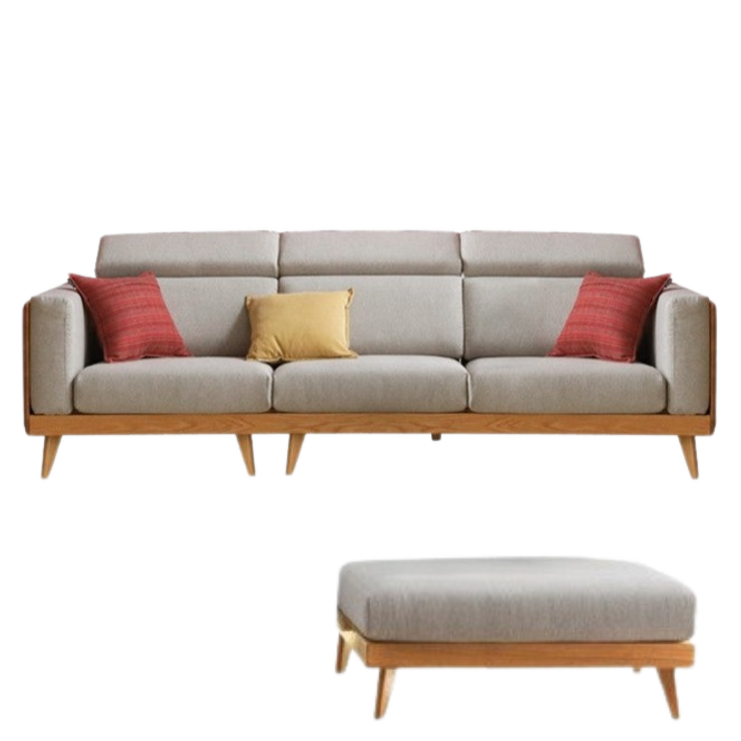 Oak, Ash Solid Wood Sofa with Adjustable Backrest
