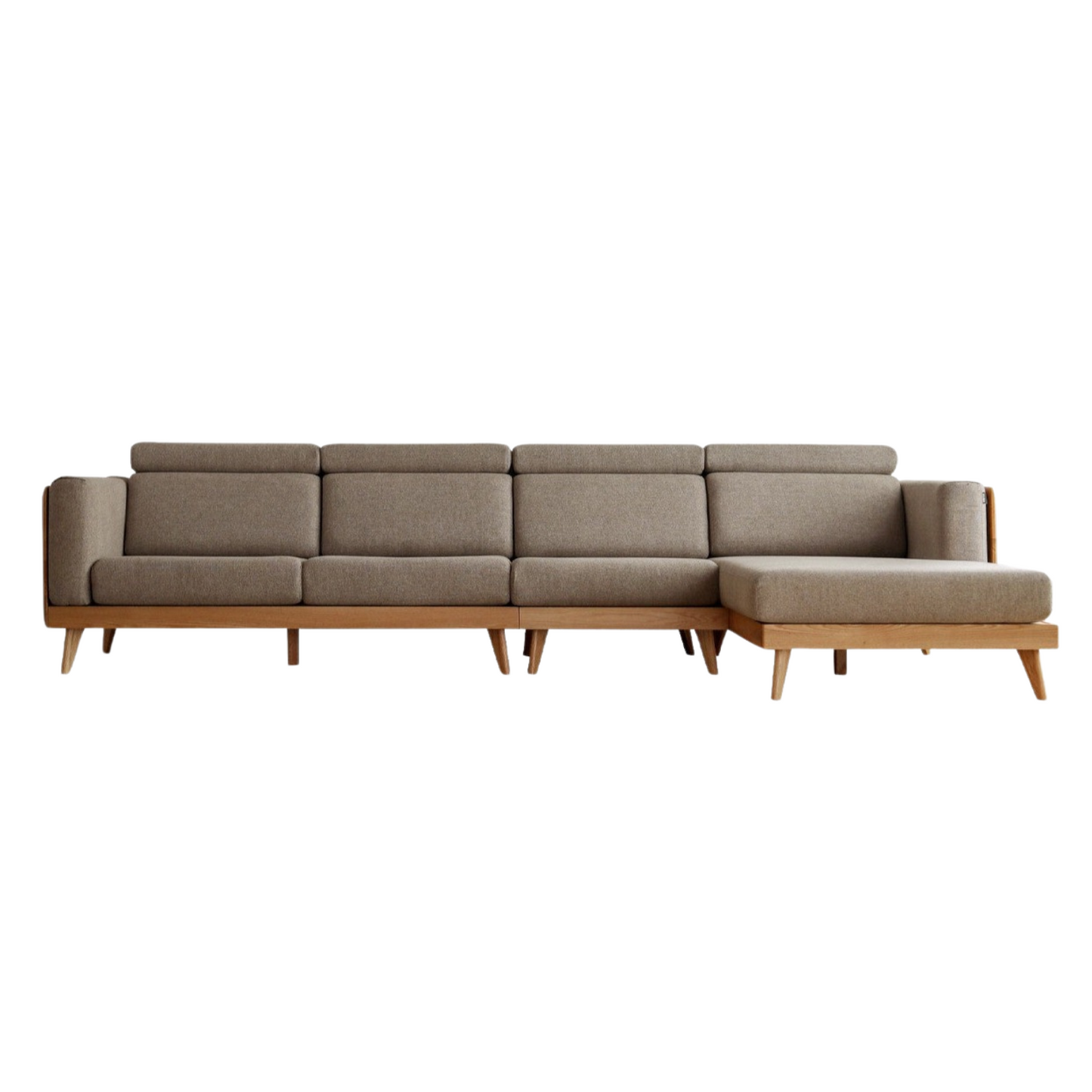Oak, Ash Solid Wood Sofa with Adjustable Backrest