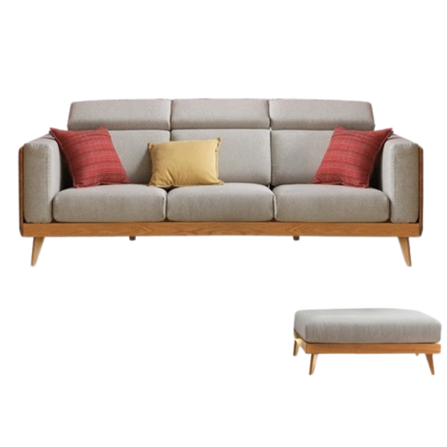 Oak, Ash Solid Wood Sofa with Adjustable Backrest