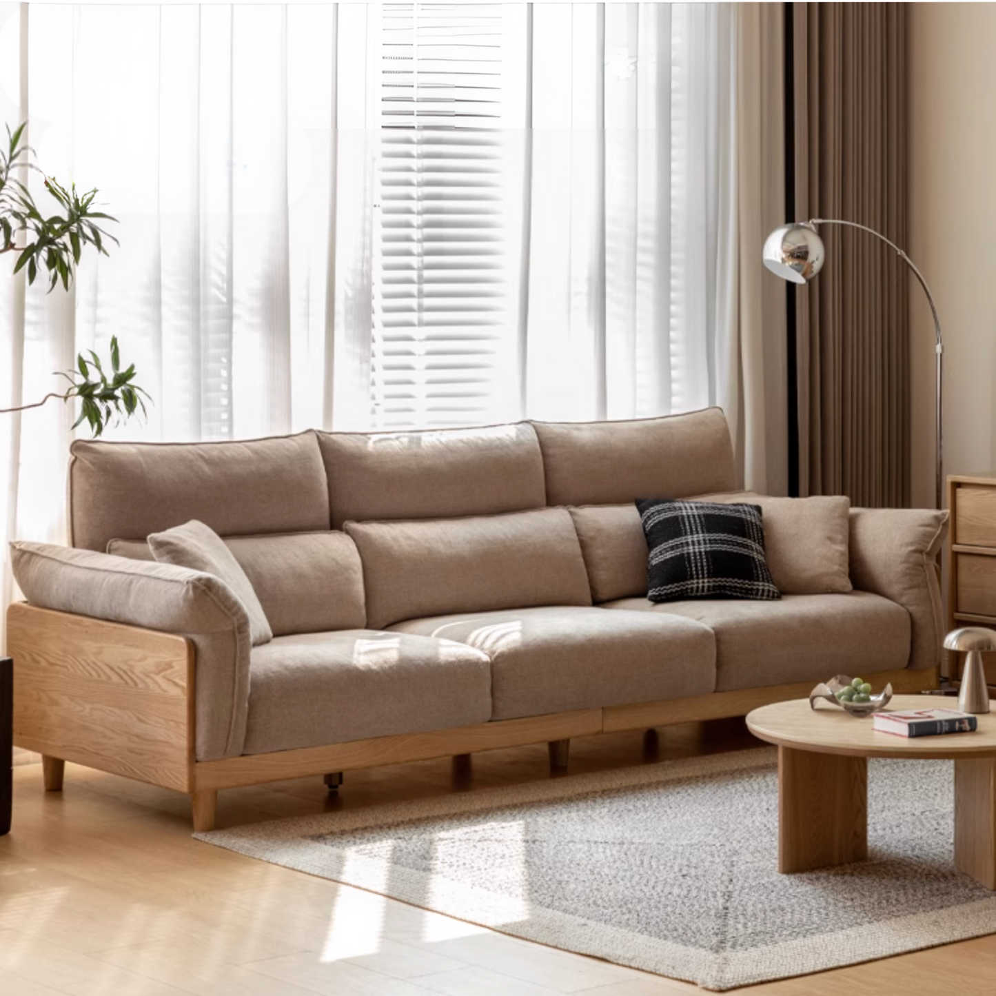 Oak, Ash Solid Wood high-back sofa