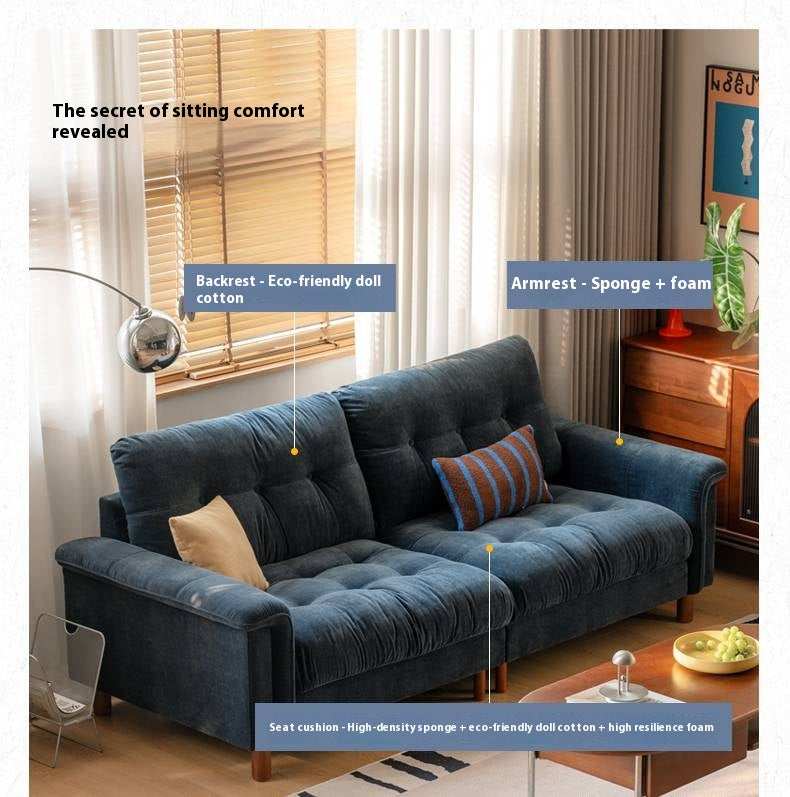 Retro High-Back Chenille Sofa