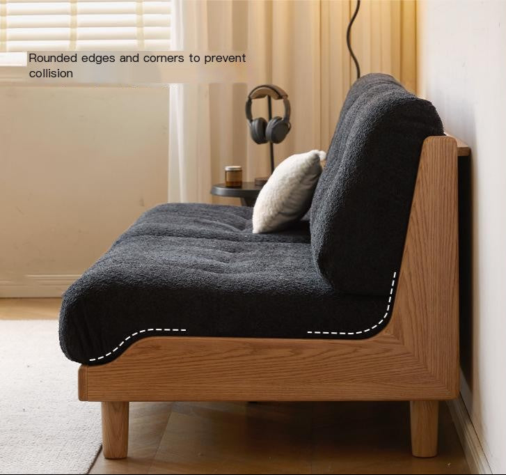 Oak, Ash Solid Wood  Fabric Sofa with Deep Seat, Soft Cushion Design