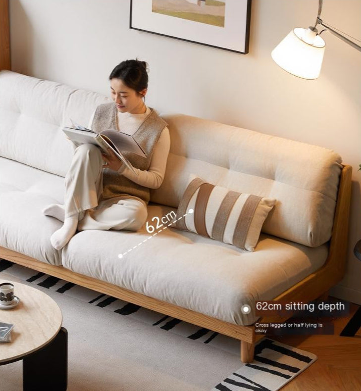 Oak, Ash Solid Wood  Fabric Sofa with Deep Seat, Soft Cushion Design