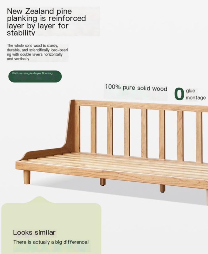 Oak, Ash Solid Wood  Fabric Sofa with Deep Seat, Soft Cushion Design
