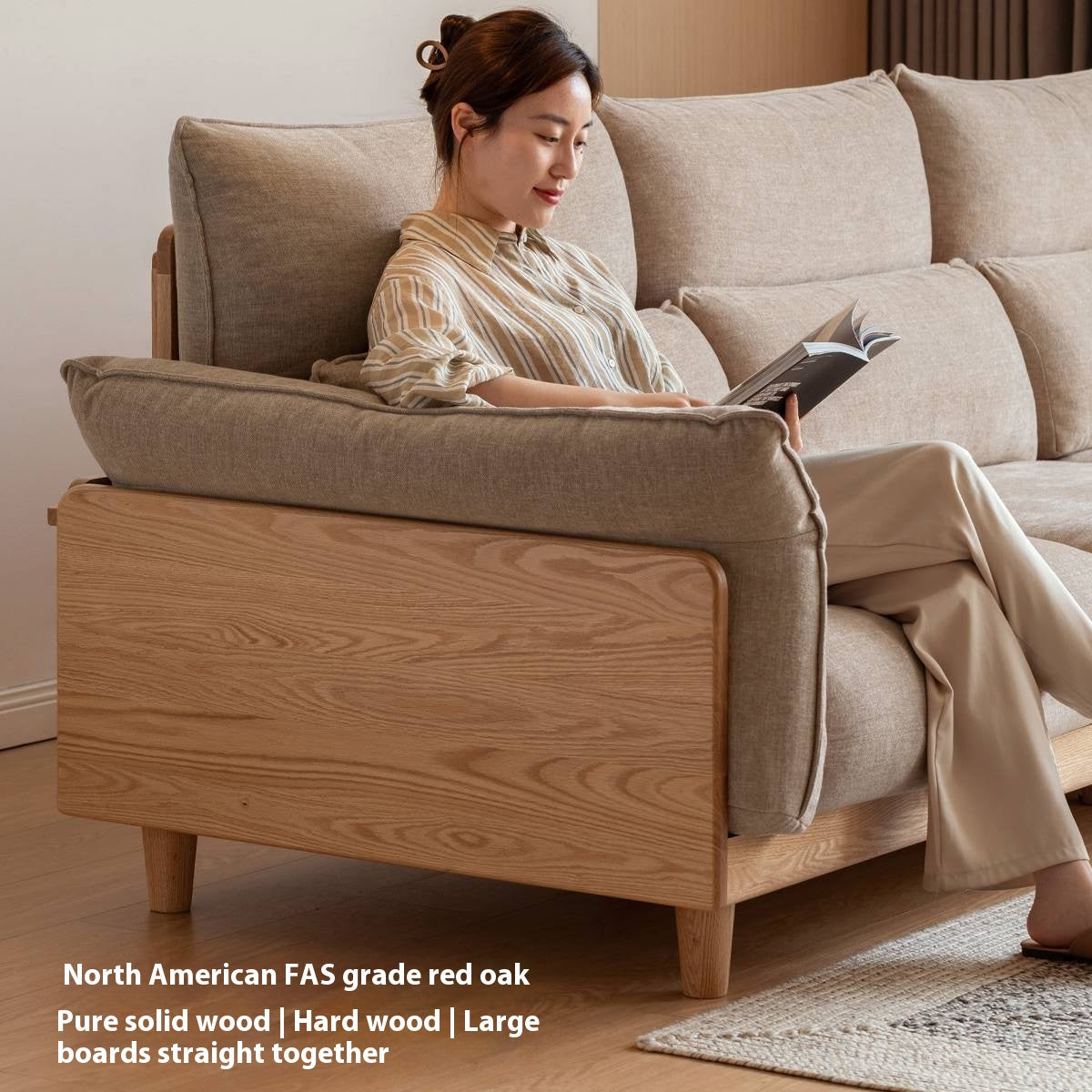 Oak, Ash Solid Wood high-back sofa
