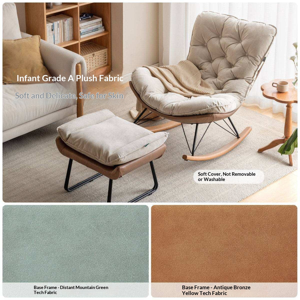 Oak Solid Wood, Fabric Sofa Footstool, Changing Stool