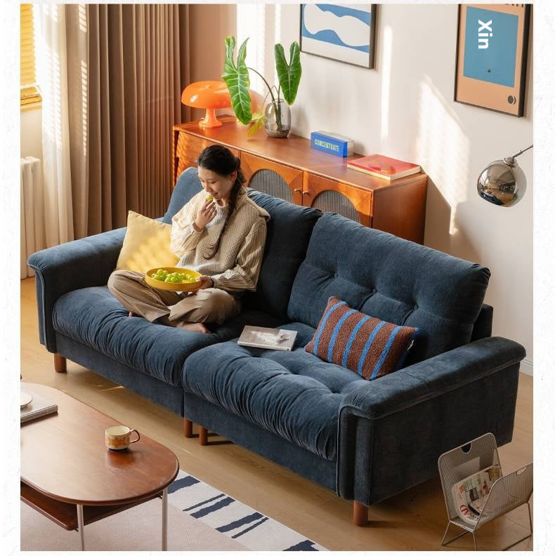 Retro High-Back Chenille Sofa