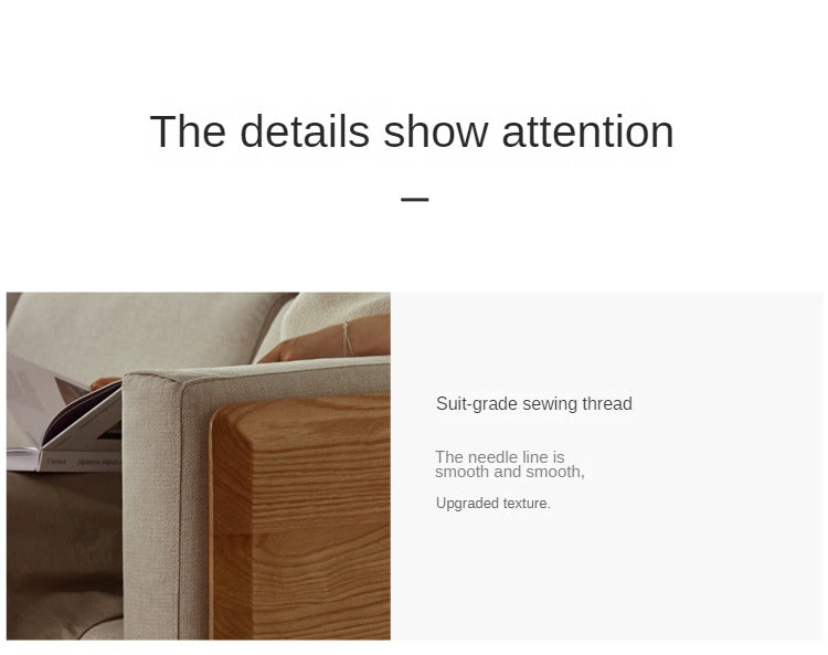 Oak, Ash Solid Wood Sofa with Adjustable Backrest