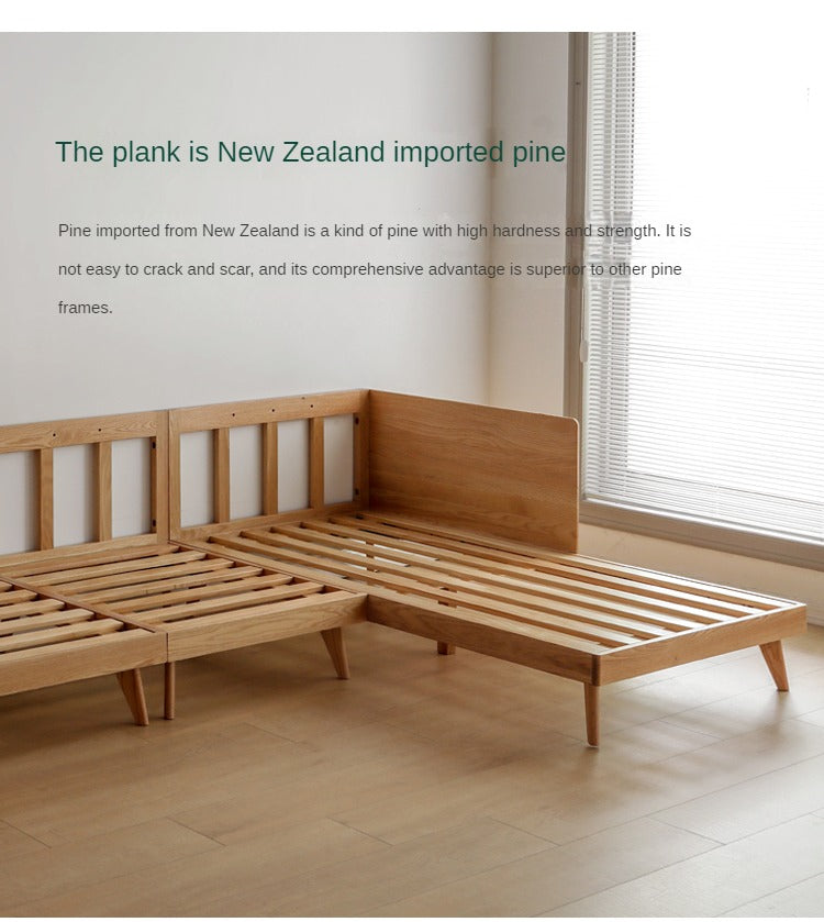 Oak, Ash Solid Wood Sofa with Adjustable Backrest