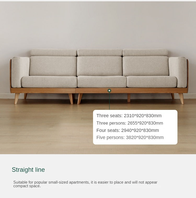 Oak, Ash Solid Wood Sofa with Adjustable Backrest