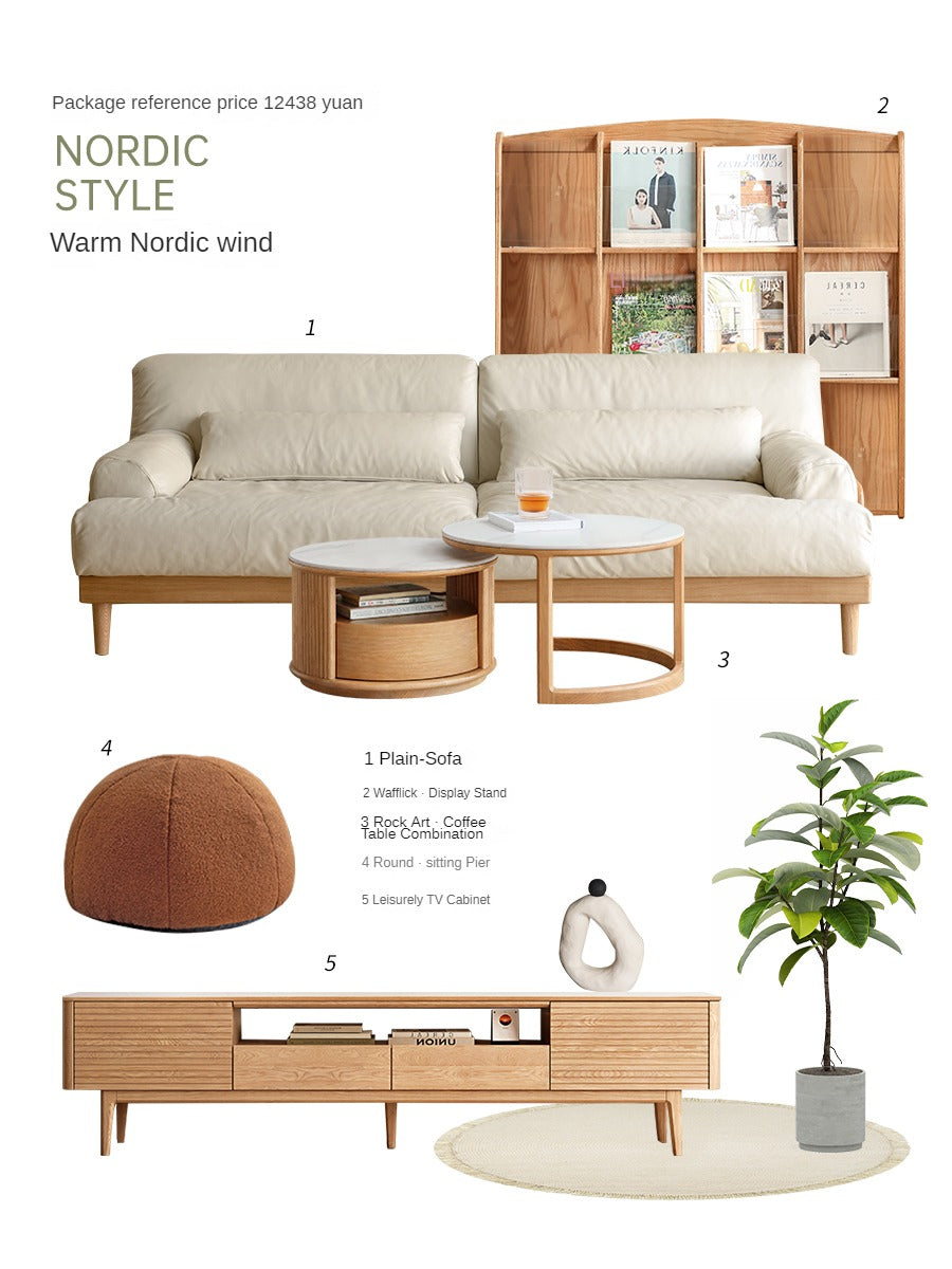 Oak Solid Wood Sofa, Modern Japanese Minimal Design