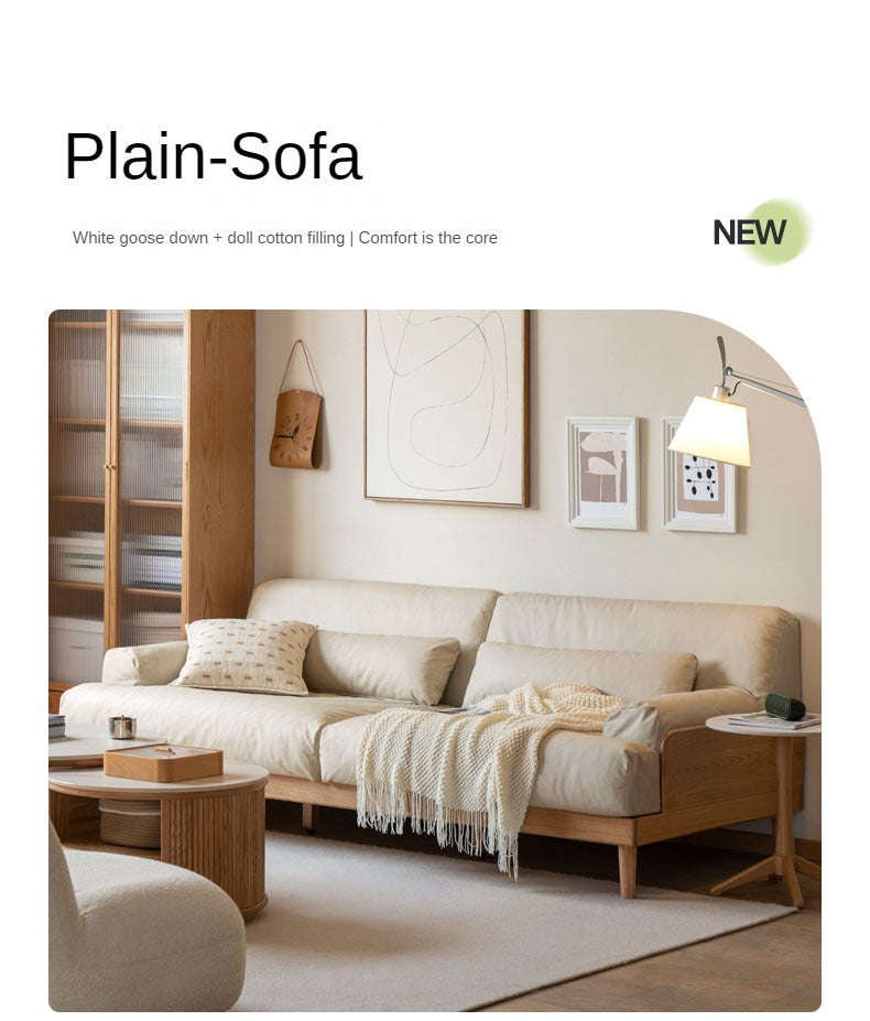 Oak Solid Wood Sofa, Modern Japanese Minimal Design