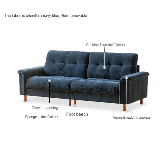 Retro High-Back Chenille Sofa
