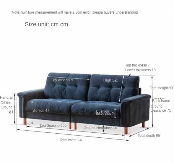 Retro High-Back Chenille Sofa
