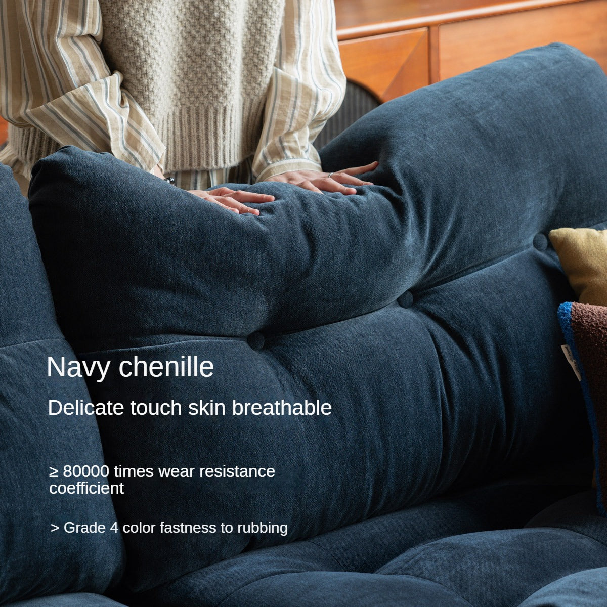 Retro High-Back Chenille Sofa