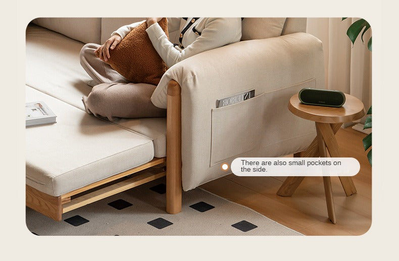 Oak Solid Wood telescopic Sofa Bed
