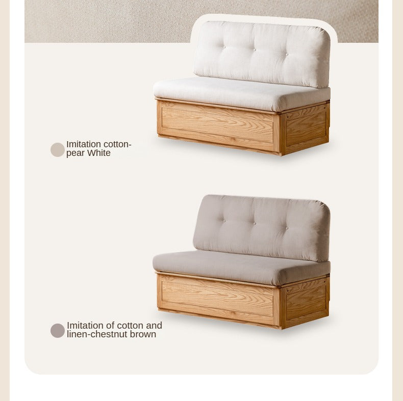 Oak Solid Wood Storage Bench Sofa, Card Seat