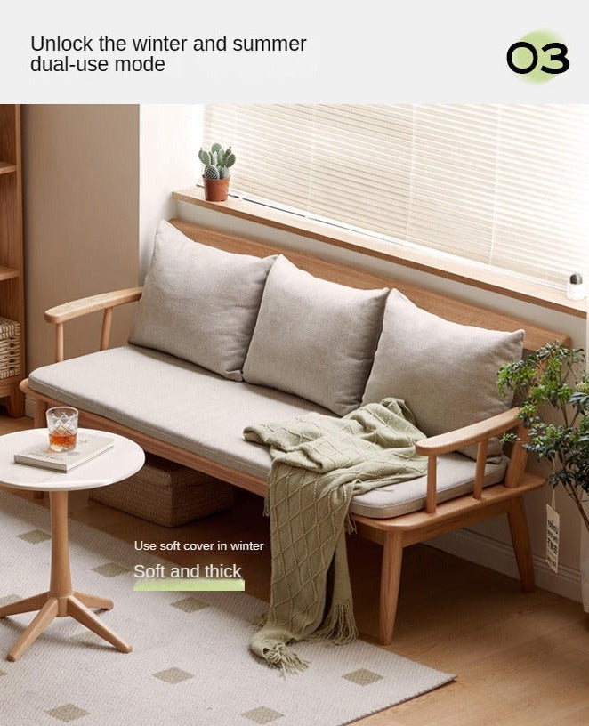 Oak Solid Wood Windsor Sofa Winter/Summer Dual Use