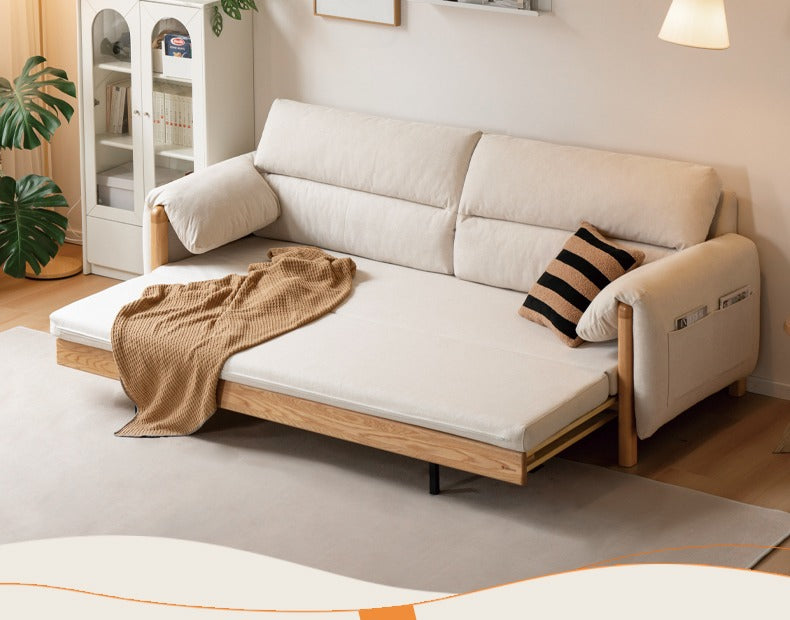 Oak Solid Wood telescopic Sofa Bed