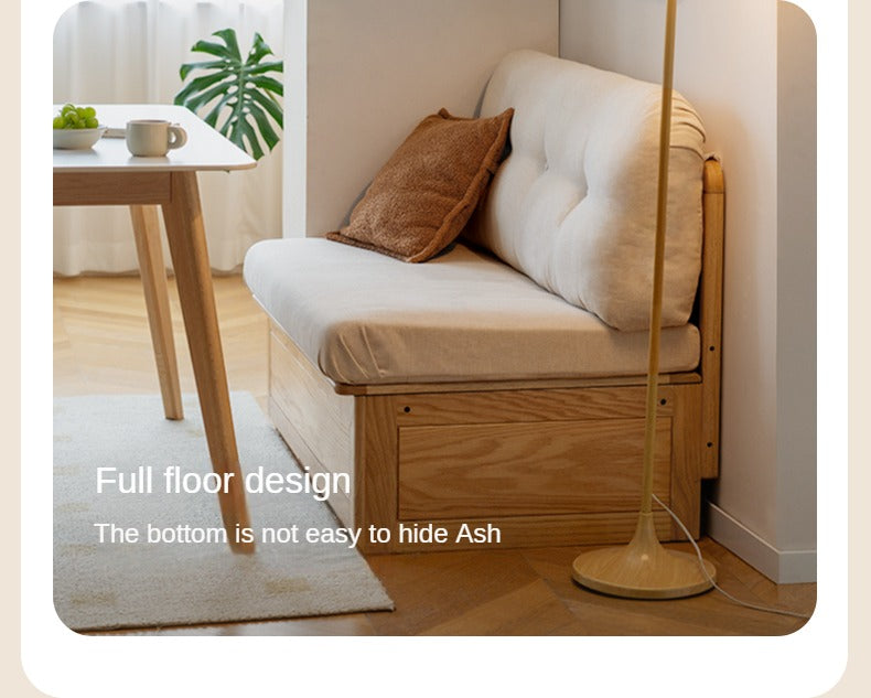 Oak Solid Wood Storage Bench Sofa, Card Seat