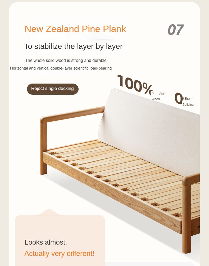 Oak Solid Wood telescopic Sofa Bed