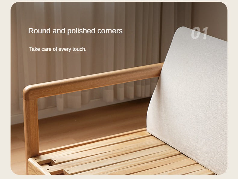 Oak Solid Wood telescopic Sofa Bed