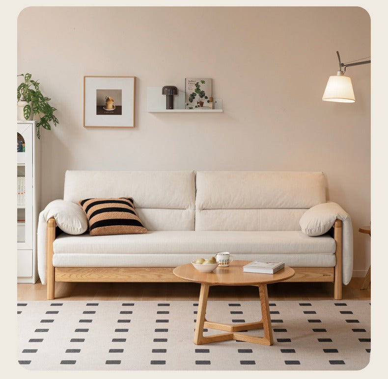 Oak Solid Wood telescopic Sofa Bed