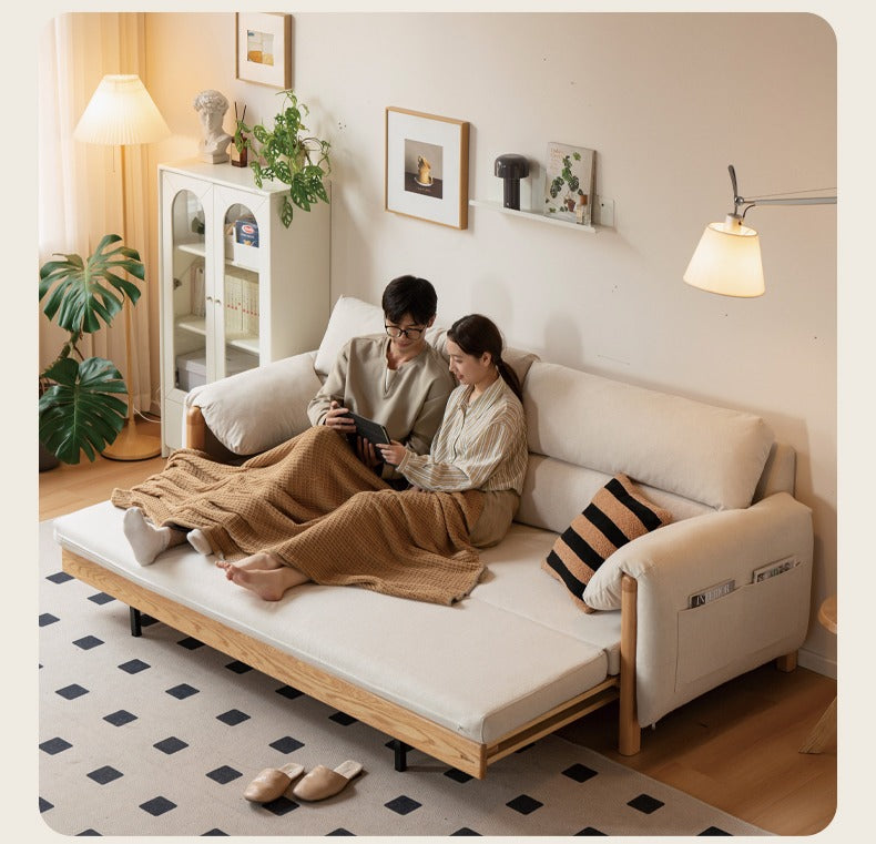 Oak Solid Wood telescopic Sofa Bed