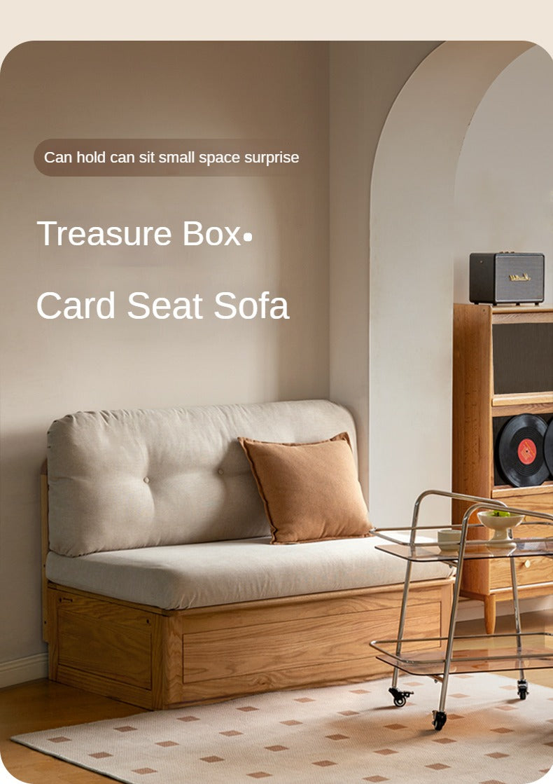 Oak Solid Wood Storage Bench Sofa, Card Seat
