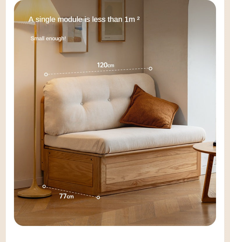 Oak Solid Wood Storage Bench Sofa, Card Seat