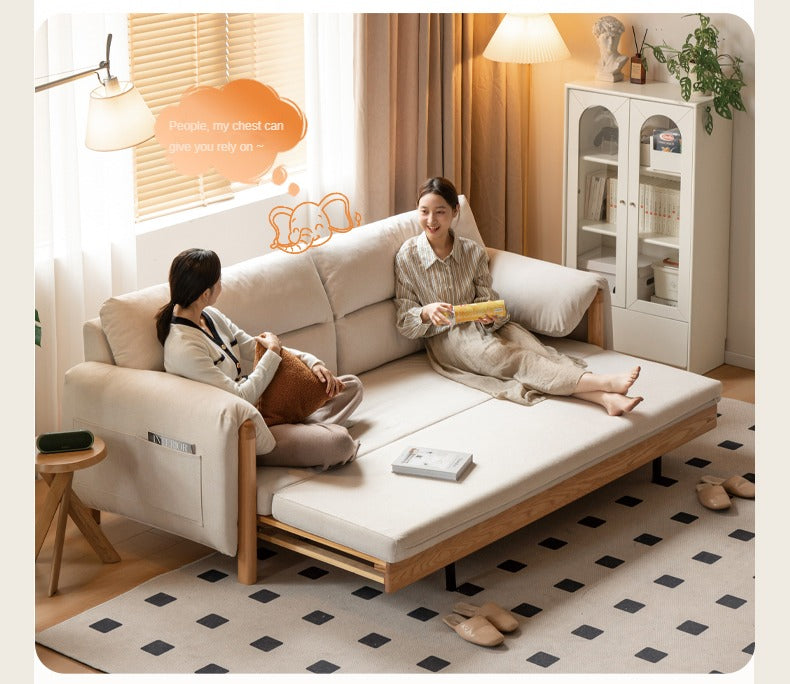 Oak Solid Wood telescopic Sofa Bed