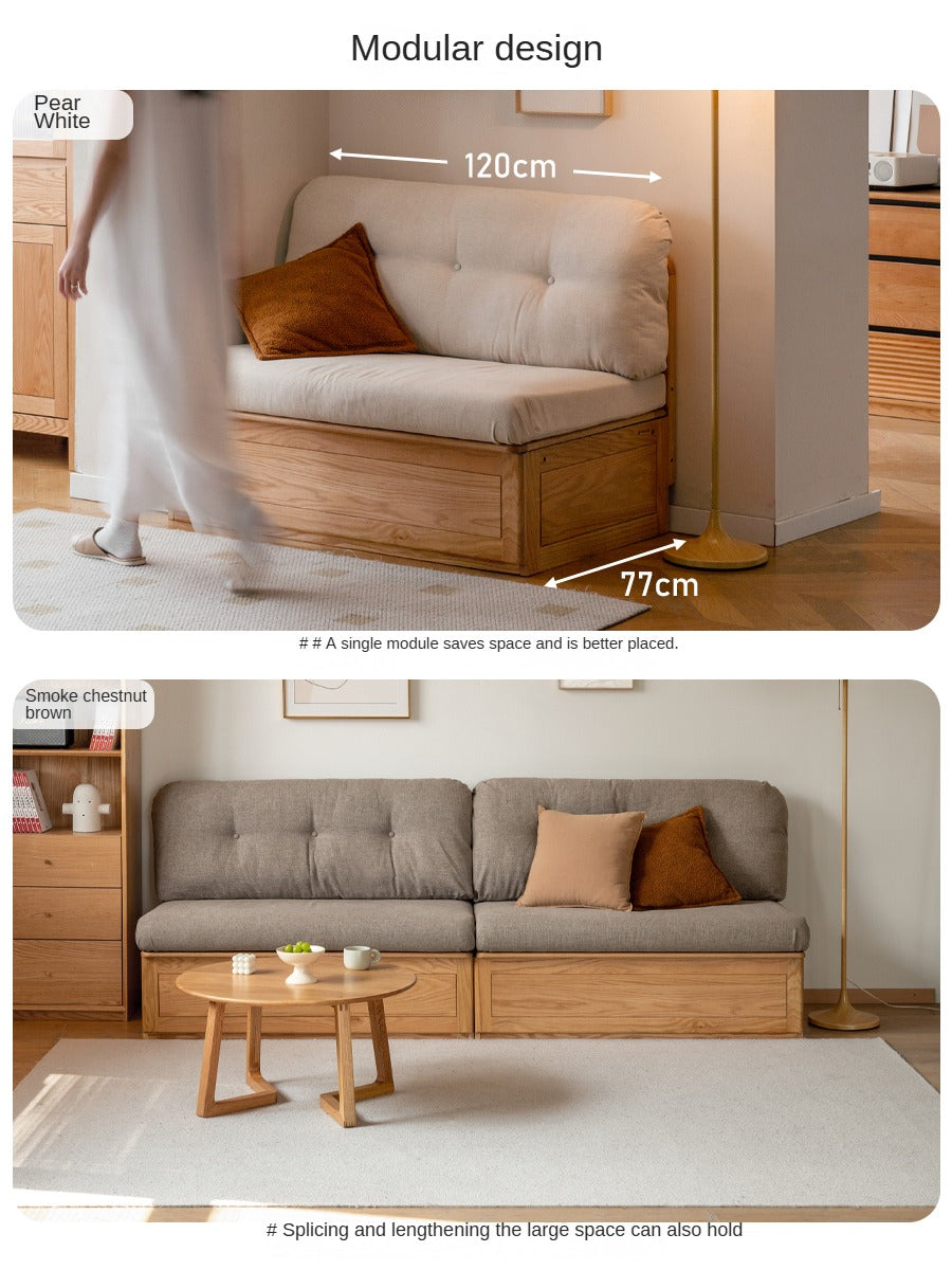 Oak Solid Wood Storage Bench Sofa, Card Seat
